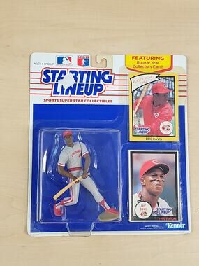 1990 Eric Davis Cincinnati Reds Starting Lineup Figure SLU Plus 1984 Rookie Card